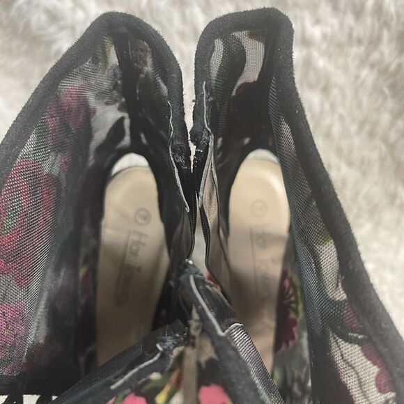 Hot tomato Sheer Mesh multi color floral embroidery lace up corset peep toeSZ11M - Picture 14 of 14